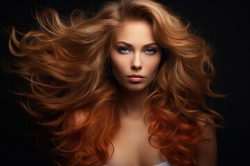 Fototapeta premium Healthy shiny copper woman lustrous hair