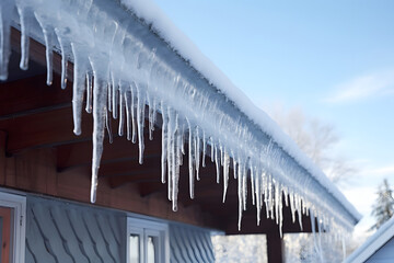 icicles on a roof. 