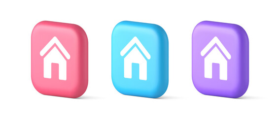 Main internet page button homepage house with roof navigation cyberspace interface 3d icon