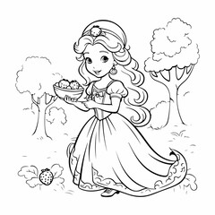 cute coloring page snow-white fairy outline illustration 