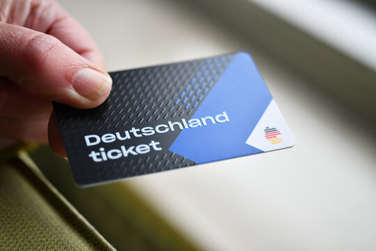 Hamburg, Germany - December 18, 2023: The Deutschlandticket is a subscription public transport ticket for all local public transport, valid in the whole of Germany, that costs 49 euros per month