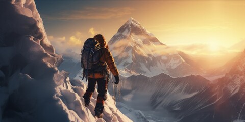 Summit Conquest: A determined woman embarks on the ultimate adventure, scaling the heights of Everest with unparalleled courage, perseverance, and triumph