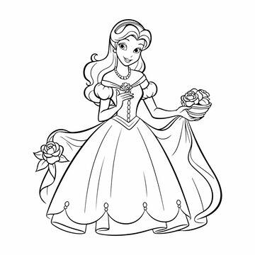 cute coloring page snow-white fairy outline illustration 