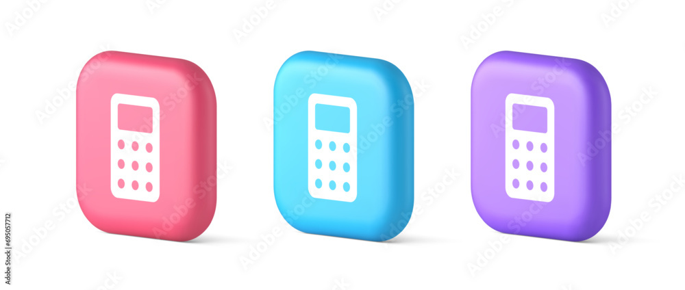 Poster calculator button mathematical number counting web application design 3d realistic icon