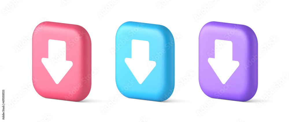 Poster arrow down button keyboard navigation pointer cyberspace downloading web app 3d speech bubble icon