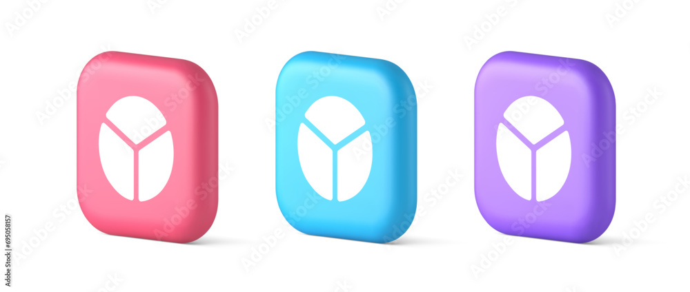 Poster chart pie three section button financial business analyzing web app 3d speech bubble icon