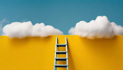 Step ladder leading to clouds. Minimal blue and yellow compostition.	
 - obrazy, fototapety, plakaty