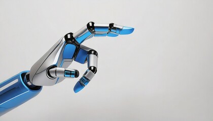 Robot hand background, presenting technology gesture, white background