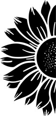 Half sunflower SVG, sunflower vector, sunflower illustration