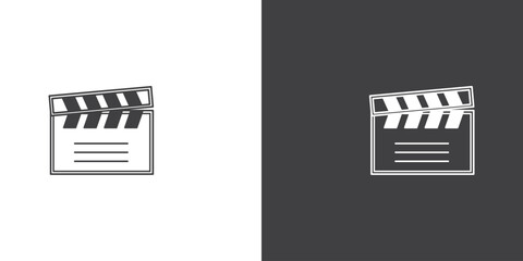 Naklejka premium Clapboard vector icon. film, movie, cinema action scene cut clapperboard symbol, Movie elements. Opened movie shooting clapper board vector. Film cinema symbol. Vector stock illustration. 