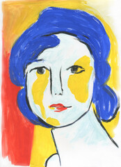 abstract woman face. watercolor painting. illustration