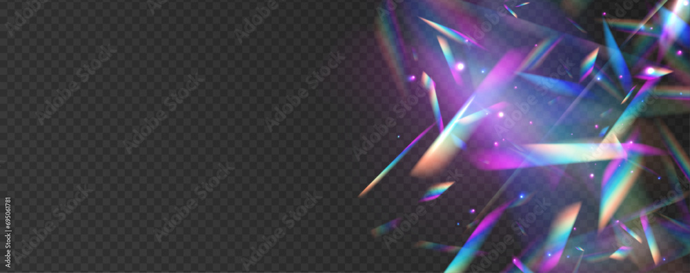 Leinwandbilder holographic falling confetti glitters isolated on transparent background. transparent light refracti