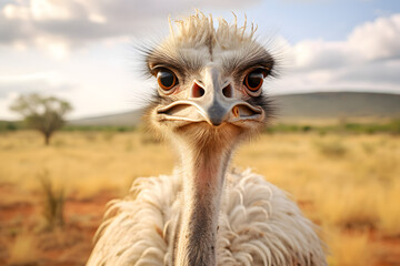 Wild animal, ostrich, ostrich in natural habitat, ostrich, wildlife - obrazy, fototapety, plakaty