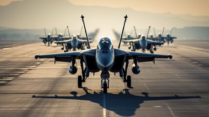 Fighter jets in a row - obrazy, fototapety, plakaty