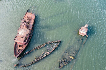 Abandoned ships from tugboat graveyard, Arthur Kill Staten Island, New York