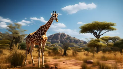 Foto op Aluminium Giraffe in the wild savannah, wild giraffe, wild animal, giraffe © MrJeans