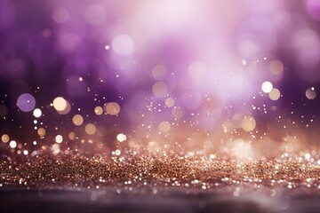 Gorgeous purple violet and gold glitter bokeh background with a captivating shining texture - obrazy, fototapety, plakaty