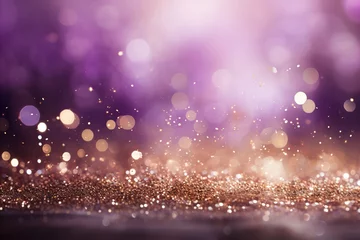 Foto op Canvas Gorgeous purple violet and gold glitter bokeh background with a captivating shining texture © Ilja