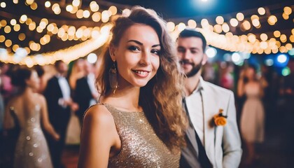 Para bawiąca się na balu sylwestrowym, karnawałowym lub przyjęciu weselnym