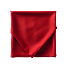 Top view of red napkin. Close up view. Transparent PNG inside - obrazy, fototapety, plakaty