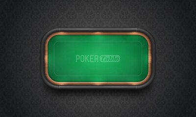 Poker table with green cloth on dark background. Vector illustration.