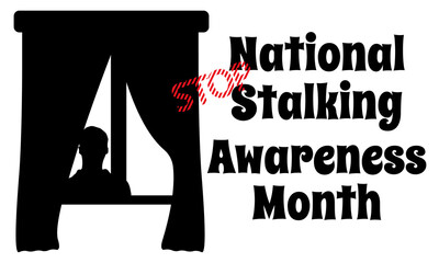 National Stalking Awareness Month, idea for the design of a poster, banner or flyer for an event