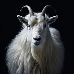 Snow goat, winter animal, mountain wildlife