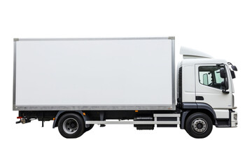 Cargo truck isolated on white background. Delivery car for distribution and logistics. Commercial freight transportation