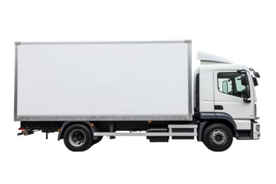 Cargo truck isolated on white background. Delivery car for distribution and logistics. Commercial freight transportation