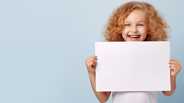 child holding a white board