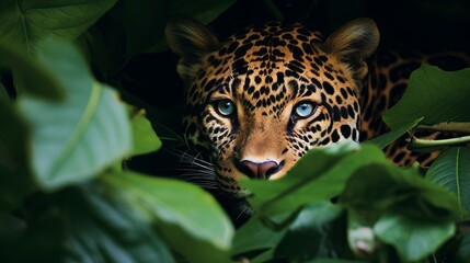 Elusive Jaguar in Dense Jungle Foliage