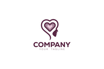 Logo design depicting a person with a big heart inside his head. 