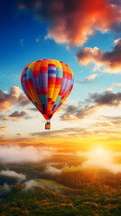 Fototapeta premium Hot air balloon, balloon flyinjg, fly, hot air balloon ride, flying in the sky