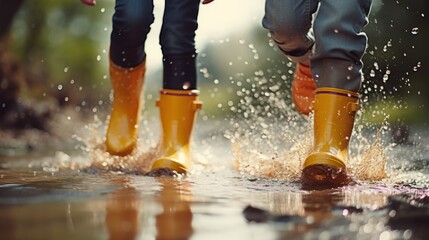 Splashing Rubber Rain Boots