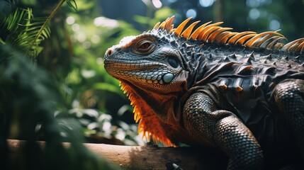 Obraz premium Rare Exotic Reptile Basking in Warm Jungle Sun
