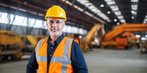 Crafting Safety: Portrait of an Industry Maintenance Engineer in Uniform and Hard Hat, Symbolizing Expertise and Dedication in the Construction Concept