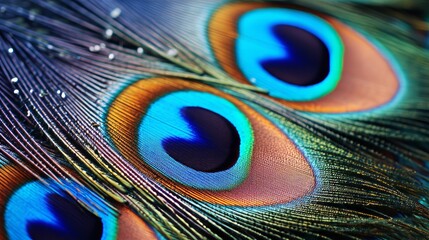 Fototapeta premium Vibrant Close-up of Peacock Feather