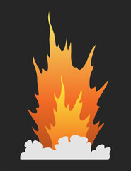 Explosion animation effect for game. Burst explosion in cartoon style. Bomb or bang. Vector isolated illustration