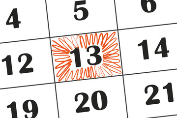 Date calendar 13 is highlighted with a red pencil. Save the date written on the calendar Save the date written on the calendar