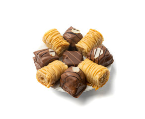 Baklava Isolated, Small Ramadan Dessert, Eastern Sweet Filo Pastries, Turkish Honey Baklawa, Oriental Desert