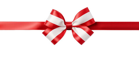 Festive red and white bow isolated