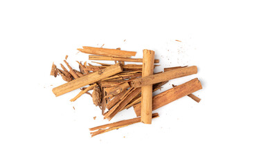 Broken Ceylon Cinnamon Isolated, Cinnamomum Verum Bark, Zeylanicum, Real Cinnamon Sticks