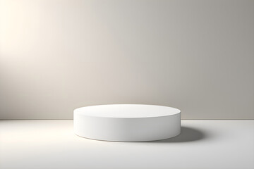 Product Podium - White Podium, Shadowy White Background. 3D Illustration