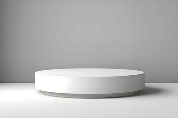 Product Podium - White Podium, Shadowy White Background. 3D Illustration