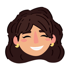 Head of smiling woman on white background
