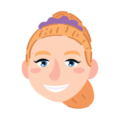 Head of smiling woman on white background