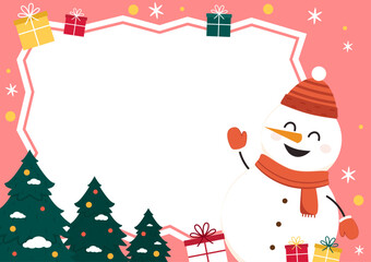 Christmas label vector. free space for text. sale card. Snow man character design.