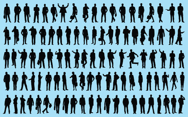 Set of businessman and woman silhouettes Vector