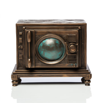 Realistic Bronze Sculpture of a Microwave in High Detail