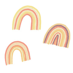 cute rainbows in 3 different variations - color theme orange, violet, yellow
